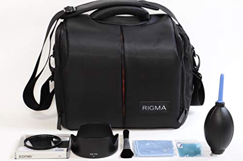 PRO【RIGMA】Canon EOS 90D/80D/9000D/Kiss X9i EF-S18-135mm IS USMレンズキット用アクセサリー7点セット(フード、保護フィルター、バック (ケース)、液晶保護フィルム、ブロアーなど)