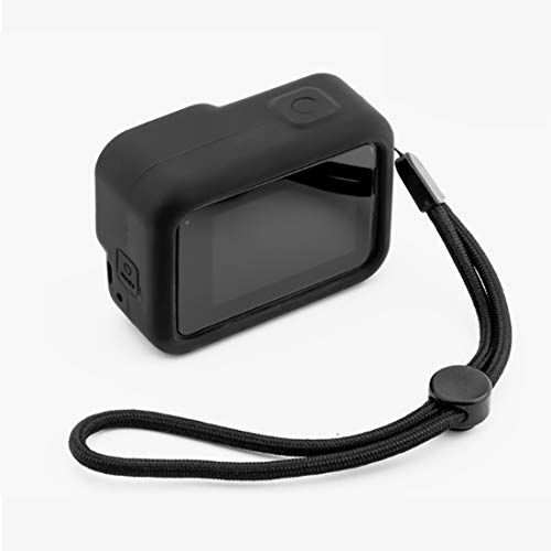 GoPro HERO8 ケース シリコンカバー Jasmile ソフト 衝撃吸収 全面保護 ストラップ付 擦り傷防止 簡易脱着 カメラ保護カバー アクセサリー(ブラック)