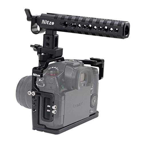 Nitze Panasonic Lumix Gh5 / Gh5sカメラ専用ケージ NATOトップハンドルとコールドシューマウント付き