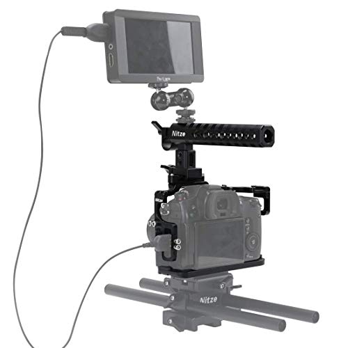 Nitze Panasonic Lumix Gh5 / Gh5sカメラ専用ケージ NATOトップハンドルとコールドシューマウント付き