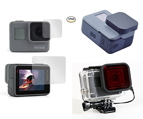 Maxun Gopro Hero7/Hero 6/Hero 5用アクセサリーキット 防水ハウジング/保護フィルム/レンズキャップ/シリコンフレーム/曇り止めシート/レッドフィルター/浮力スティック/収納ケース