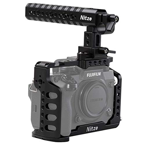 Nitze 富士X-H1用 X-H1カメラ専用ケージキットHDMIケーブルクランプ、NATOトップハンドルおよび1/4” -20,3 / 8” -16ネジ穴付き-FHT01
