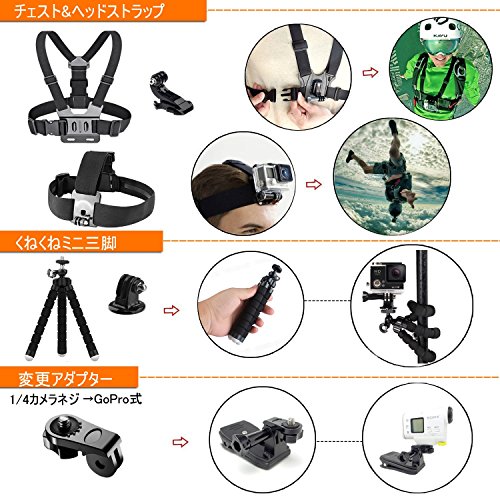 LyStar 51-in-1 Gopro アクセサリー セット アクションカメラ撮影用パーツ 日本語取説付属 for Gopro Hero 6/5/4/3+/3/2 Black Silver Session HERO+ LED SJCAM SJ7 SJ6 SJ5 SJ4