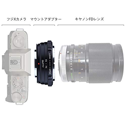 GUTTYカメラレンズマウントアダプターCanon FD FLレンズとFuji X caliperマイクロシングルカメラに対応