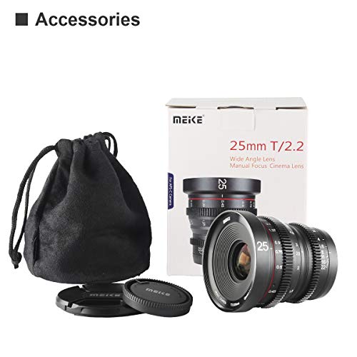 Meike 25mm T2.2 Large Aperture Manual Focus Prime Low Distortion Mini Cine Lens Compatible with Micro Four Thirds M43 MFT Olympus Panasonic Lumix Cameras and BMPCC …