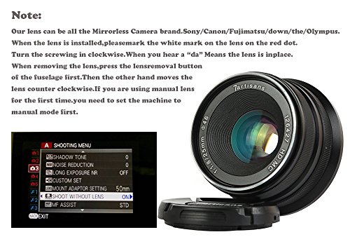 7artisans 25mm F1.8マニュアルフォーカスレンズFujifilm Fuji カメラ X-A1 X-A10 X-A2 X-A3 X-AT X-M1 XM2 X-T1 X-T10 X-T2 X-T20 X-Pro1 X-Pro2 X-E1 X-E2 X-E2s適用- ブラック
