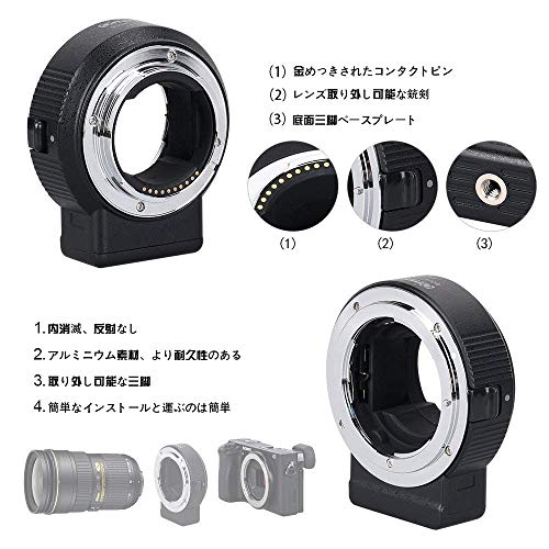 Commlite CM-ENF-E1 PRO電子自動焦点レンズマウントアダプタ,ソニー用 レンズアダプター (タムロン シグマ Fマウントレンズ-ソニーEカメラ)絞り制御/内蔵IS/VR/EXIFデータ送信 (v06版）