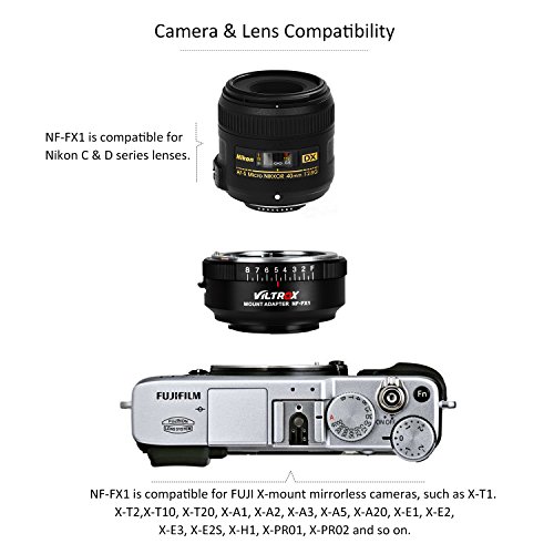VILTROX マウントアダプター NF-FX1 マニュアルフォーカス レンズアダプター 16段絞り調整可 Nikon G&Dレンズ→フジXマウント変換 フジXマウントカメラ装着 X-T X-A X-E X-プロ適用