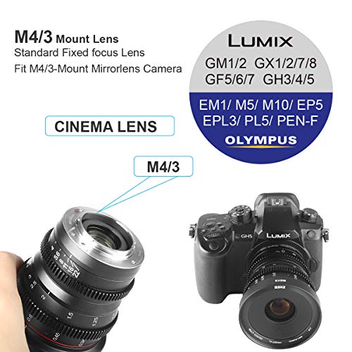 Meike 25mm T2.2 Large Aperture Manual Focus Prime Low Distortion Mini Cine Lens Compatible with Micro Four Thirds M43 MFT Olympus Panasonic Lumix Cameras and BMPCC …