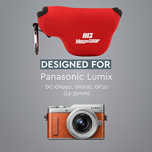 MegaGear Panasonic Lumix DC-GX950, DC-GF10 (12-32mm) 超軽量 ネオプレン カメラケース カラビナ付き