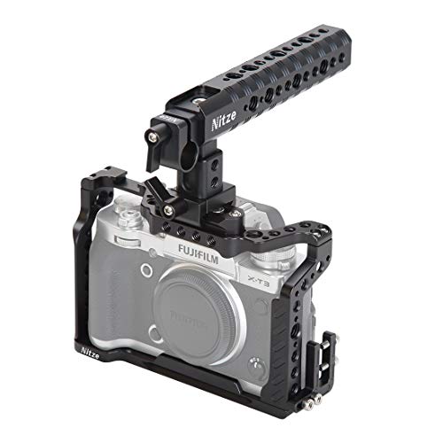 NITZE Fujifilm X-T3カメラ用のX-T3 ケージNATOハンドル、HDMIケーブルクランプ、内蔵Arca Swiss QRプレート - FHT-XT3