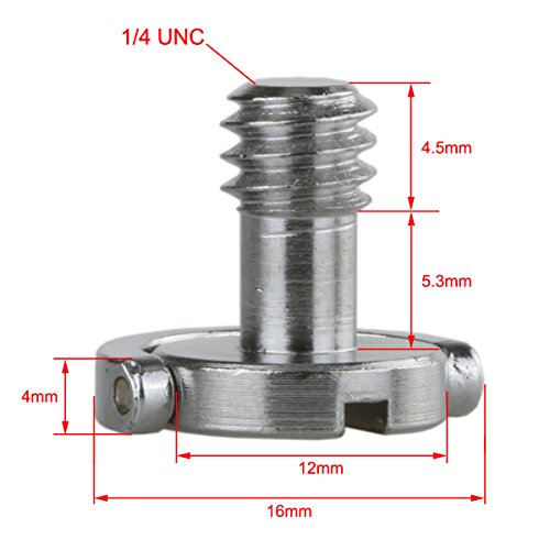 Haoge 1/4インチ - 20 Dリング ステンレススチール マウント固定ネジ カメラ三脚 一脚 クイックリリースプレート (2個パック)