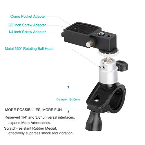 Rantow 360°ロータリー 自転車オートバイマウントクランプ ハンドルバーブラケットスタンド ハンドヘルドカメラ DJI OSMOポケット用