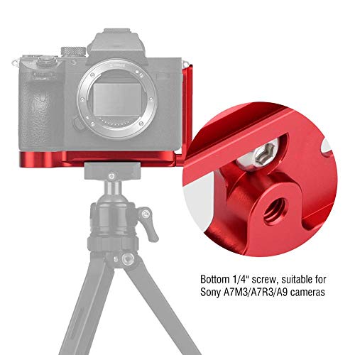 VBESTLIFE L字型フリープレート クイックリリース Lプレートブラケット 高耐久性 横縦撮影用 Sony A7M3/A7R3/A9カメラ対応(レッド)