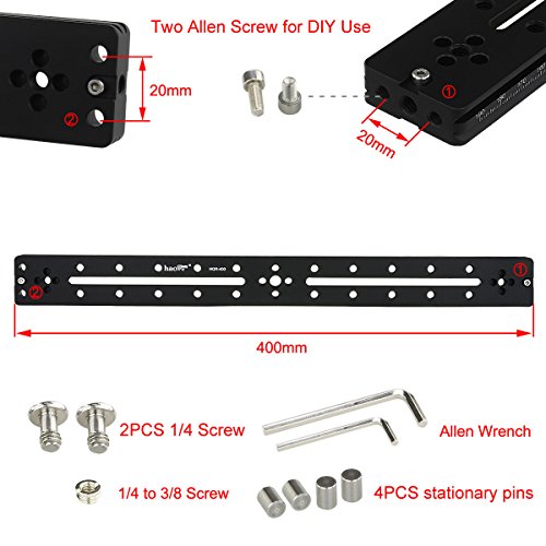 Haoge HQR-400 400mm多目的デュアル溝ロングクイックリリース・エクステンダーレール スライディングプレート カメラ三脚用 ボールヘッドクランプ ベンロ アルカ スイス サンウェイフォト用