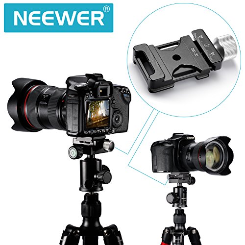 NEEWER®  アルミ製スクリュー/ノブクランプ　Arca Swissに対応　ミニクイックリリースクランプ　QRプレート用のホットシューマウント付　（38mm）