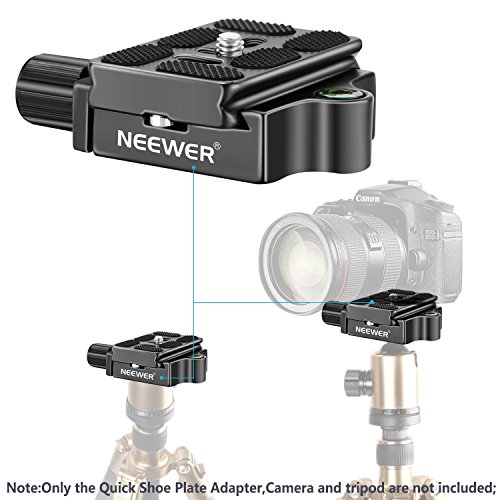 Neewer 1/4インチクイックシュープレートアダプタークランプ 1/4-3/8インチスクリューとバブルレベル付き Canon/Nikon/Sony とその他のDSLRカメラ及び三脚、一脚、ボールヘッドなどに対応