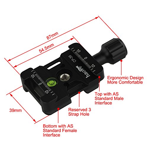 Haoge cp-39ねじノブクイックリリースクランプアダプタwith Hand StrapボスBossスロットと50 mmプレートfor Canon Nikon Sony Pentax Olympus Fujifilmカメラ