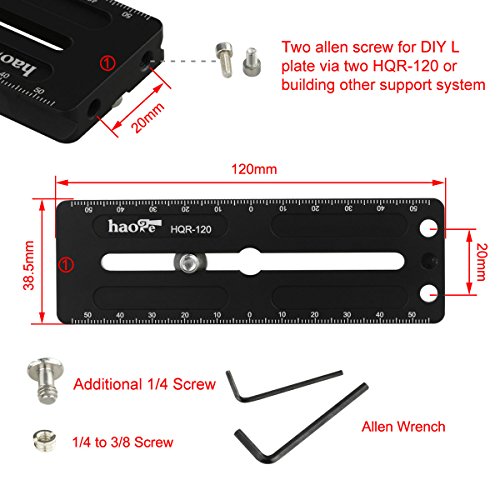 Haoge 120 mm多目的LongクイックリリースExtenderレールスライドプレートカメラ三脚BallheadクランプフィットBenro Arca Swiss Sunwayfoto