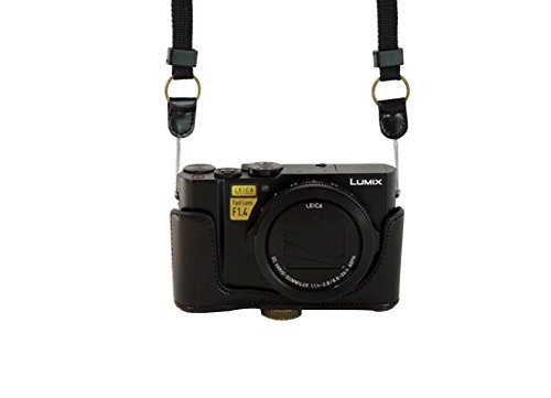 kinokoo Panasonic コンパクトデジタルカメラ ルミックス LX9 専用カメラケース　カメラバッグ　PUレザー 全面保護型　三脚穴付き　ショルダーストラップ付き 標識クロス付き (ブラック)