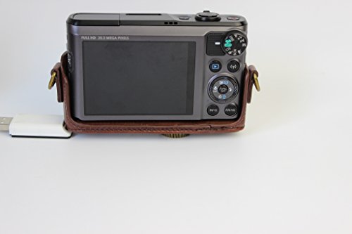 Canon PowerShot SX720 HS 専用 高級合皮レザー カメラケース ネックストラップ,クリーニングクロス付き キャノン パワーショット 157_1　(ブラック)