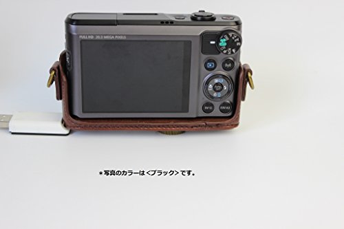 Canon PowerShot SX740 HS 専用 高級合皮レザー カメラケース ネックストラップ,クリーニングクロス付き キャノン 236_1　(ブラウン)