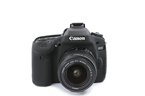 DISCOVERED イージーカバー Canon EOS 80D 用 カメラカバー ブラック　液晶保護フィルム付き