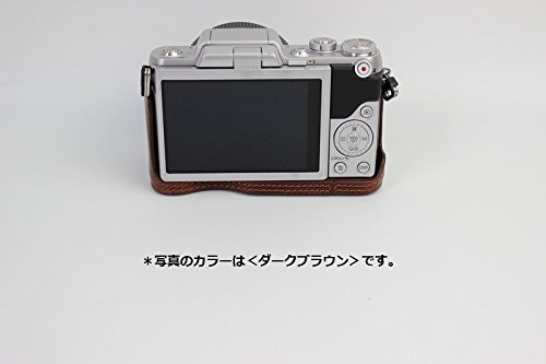 Panasonic LUMIX DMC-GF7 ボトム ハーフ ボディケース 高級合皮レザー クリーニングクロス付き パナソニック ルミックス GF7 158_1 (ブラック)