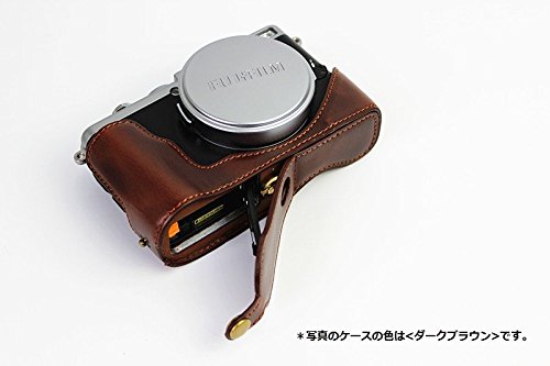 FUJIFILM X70 ボトム ハーフ ケース 高級合皮レザー クリーニングクロス付き フジ 富士フィルム 141_1 (ブラック)