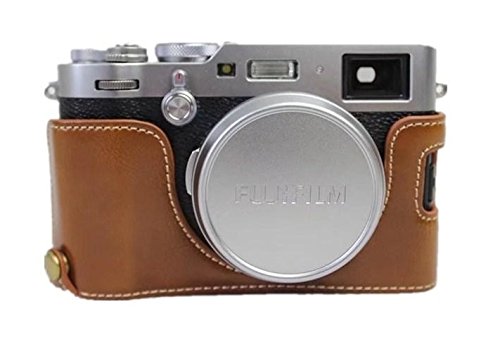 FUJIFILM X100F ボトム ハーフ ボディケース 高級合皮レザー クリーニングクロス付き フジ 富士フィルム X100F 187_1 (ブラウン)