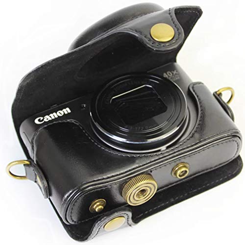 No1accessory XJD-SX720-01 ブラック Canon PowerShot SX720 SX730 HS 専用 防水 PU レザー 一眼レフ カメラバッグ カメラケース ハンドストラップ XJD-SX720-01