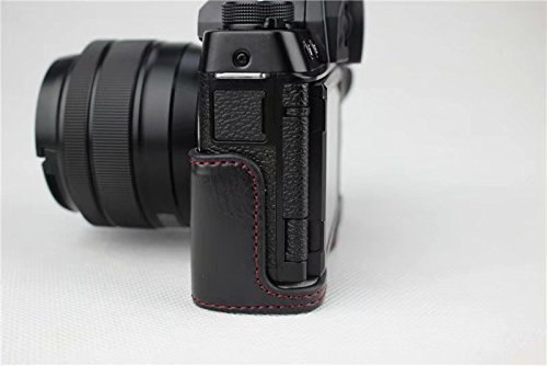 Fujifilm Fuji 富士 PEN X-T100 XT100 X T100 カメラケース カメラカバー カメラバッグ カメラホルダー、【WDMART】手作りのレザーカメラフルケース、対応レンズモデル: XC 15-45mm f/3.5-5.6 OIS PZ、付属品：ショルダーストラップ+レンズ収納ケース、スタイリッシュ、コンパクト、防水、防振 (ブラック)