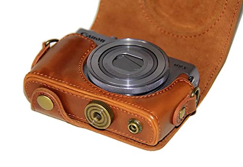 kinokoo Canon デジタルカメラ PowerShot G9 X / G9X mark2 カメラケース PUレザー ショルダーストラップ付 (ブラウン)