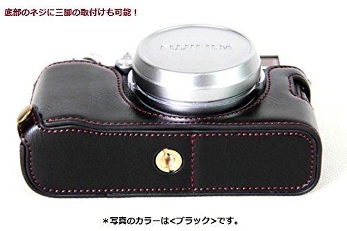 FUJIFILM X100F ボトム ハーフ ボディケース 高級合皮レザー クリーニングクロス付き フジ 富士フィルム X100F 187_1 (ブラウン)