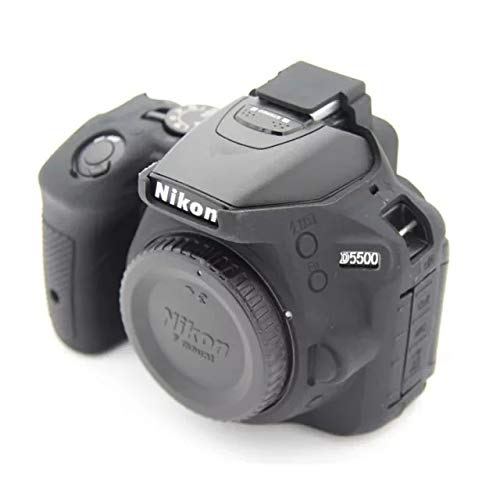 Nikon D5500 D5600 シリコン 保護 カバー ケース カメラケース クリーニングクロス付き ニコン 217_1 (ブラック)