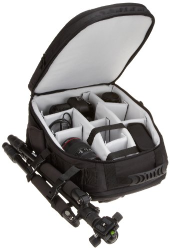 Amazonベーシック カメラリュック 22.8L 一眼レフ用 ラップトップ収納可 ブラック(内装飾グレー)