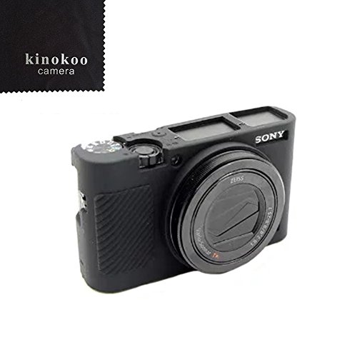 kinokoo SONY ソニー DSC-RX100M5 / RX100M3 / M4 / M5 / M6 デジタルカメラ専用 シリコンカバー カメラケース　カメラカバー 標識クロス付き (BK)