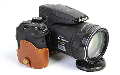 Nikon COOLPIX P900 ボトム ハーフ ボディケース 高級合皮レザー クリーニングクロス付き 172_1 (ライトブラウン)