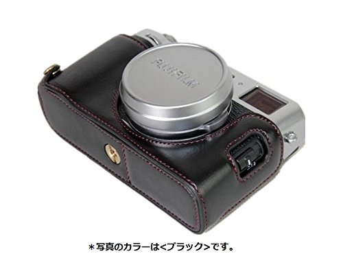 FUJIFILM X100F ボトム ハーフ ボディケース 高級合皮レザー クリーニングクロス付き フジ 富士フィルム X100F 187_1 (ブラウン)