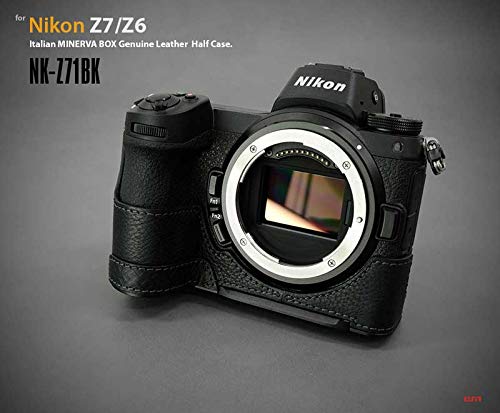 【日本正規販売店】 LIM'S Italian MINERVA Genuine Leather Half Case for Nikon Z7 Z6 NK-Z71BK Black ブラック ニコン Z7/Z6用 イタリアンレザー カメラケース メタルプレート 高級 本革 バッテリー交換可能 おしゃれ かっこいい リムズ