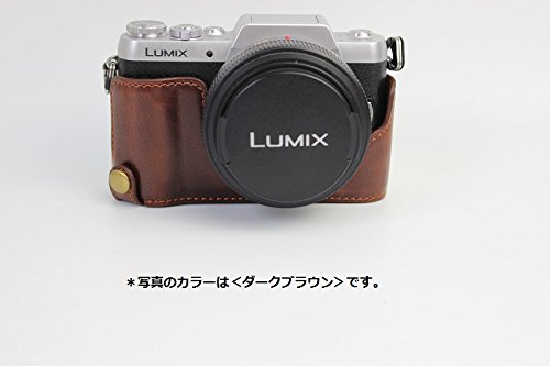 Panasonic LUMIX DMC-GF7 ボトム ハーフ ボディケース 高級合皮レザー クリーニングクロス付き パナソニック ルミックス GF7 158_1 (ブラック)