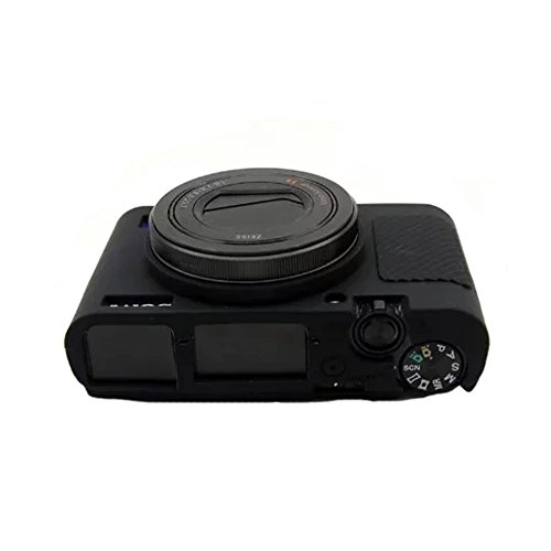 kinokoo SONY ソニー DSC-RX100M5 / RX100M3 / M4 / M5 / M6 デジタルカメラ専用 シリコンカバー カメラケース　カメラカバー 標識クロス付き (BK)