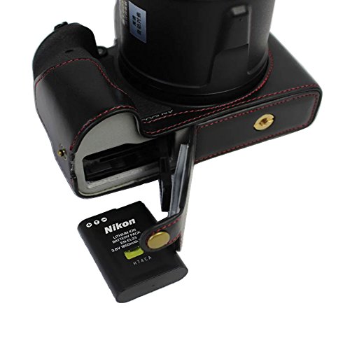 kinokoo NIKON P900専用カメラケース ボディケース バッテリーの交換でき　三脚ネジ穴付き　標識クロス付き (ブラック)