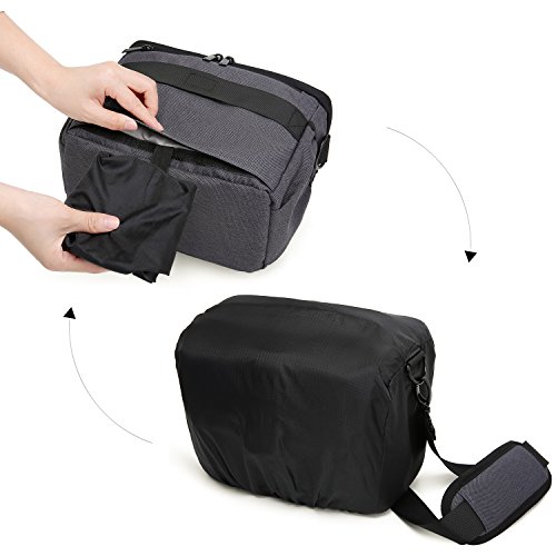 BAGSMART カメラバッグ 一眼レフ ショルダーバッグ カメラケース カメラ 斜め掛け 3WAY レインカバー 撥水加工 ブラック