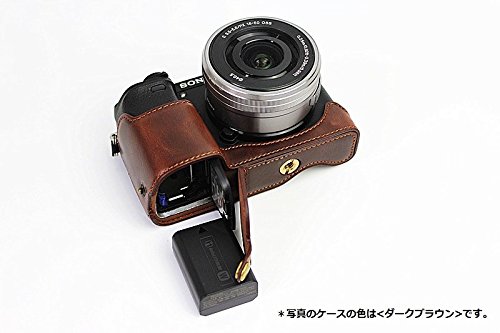 SONY α 6000 6300 ボトム ハーフ ボディケース 高級合皮レザー クリーニングクロス付き ソニー アルファ A 153_1 (ブラック)