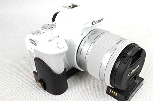 Canon EOS Kiss X9 ボトム ハーフ ボディケース 高級合皮レザー クリーニングクロス付き キャノン イオス キス 191_1 (ブラック)