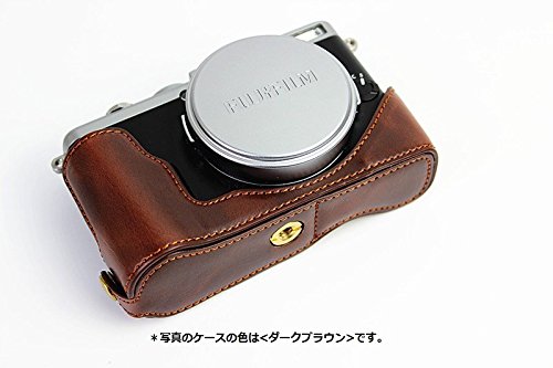 FUJIFILM X70 ボトム ハーフ ケース 高級合皮レザー クリーニングクロス付き フジ 富士フィルム 141_1 (ブラック)