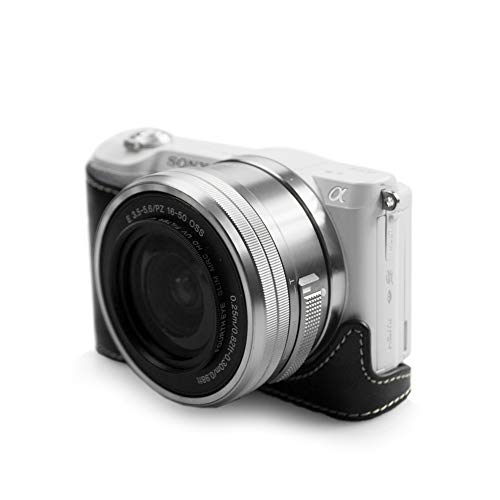 kinokoo SONY α5000 α5100専用ボディケース　カメラケース バッテリーの交換でき 三脚ネジ穴標識クロス付き(ブラック)