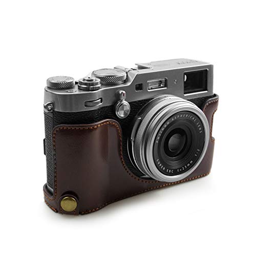 kinokoo 富士フイルム FUJIFILM X100F専用カメラケース ボディケース バッテリーの交換でき 三脚ネジ穴付き 標識クロス付き (コーヒー)