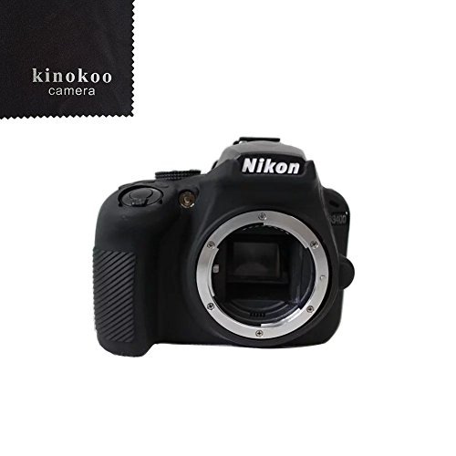 kinokoo NIKON D3400 デジタルカメラ専用 シリコンカバー カメラケース　カメラカバー 標識クロス付き (BK)